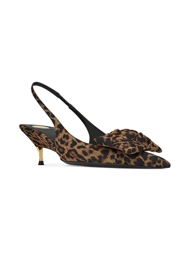 Saint Laurent Women's Dakota Slingback Pumps in Leopard Silk Muslin - Leopard | Thumbnail 1 Saint Laurent Women's Dakota Slingback Pumps in Leopard Silk Muslin - Leopard | Thumbnail 1