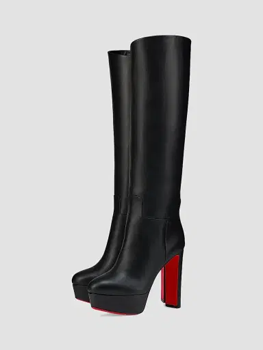 Christian Louboutin Women's Loo Botta Alta 130MM Leather Boots - Black | Thumbnail 2 Christian Louboutin Women's Loo Botta Alta 130MM Leather Boots - Black | Thumbnail 2