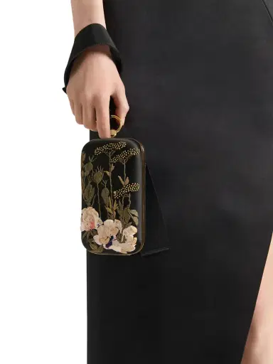 Givenchy Women's Evening Clutch with Floral Embroideries and Bow - Black | Thumbnail 2 Givenchy Women's Evening Clutch with Floral Embroideries and Bow - Black | Thumbnail 2