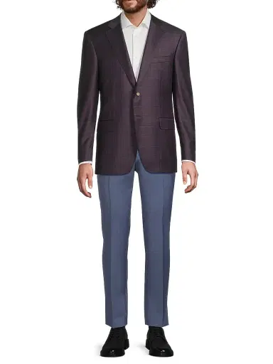 Canali Men's Siena Checked Classic Fit Sportcoat - Purple | Thumbnail 2 Canali Men's Siena Checked Classic Fit Sportcoat - Purple | Thumbnail 2