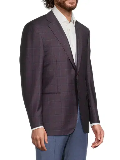 Canali Men's Siena Checked Classic Fit Sportcoat - Purple | Thumbnail 4 Canali Men's Siena Checked Classic Fit Sportcoat - Purple | Thumbnail 4