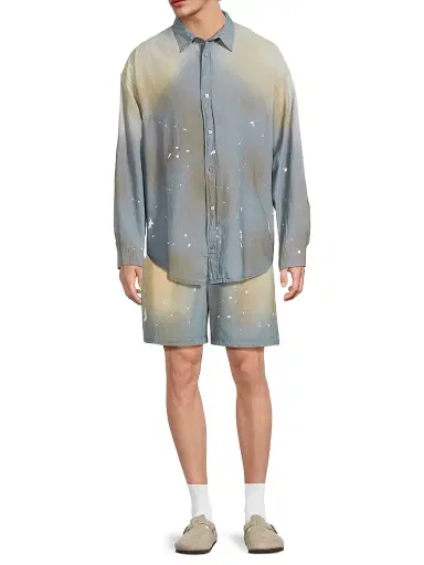 Acne Studios Men's Setar Cotton Chambray Button-Front Shirt - Light Blue | Thumbnail 2 Acne Studios Men's Setar Cotton Chambray Button-Front Shirt - Light Blue | Thumbnail 2