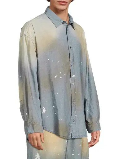 Acne Studios Men's Setar Cotton Chambray Button-Front Shirt - Light Blue | Thumbnail 4 Acne Studios Men's Setar Cotton Chambray Button-Front Shirt - Light Blue | Thumbnail 4