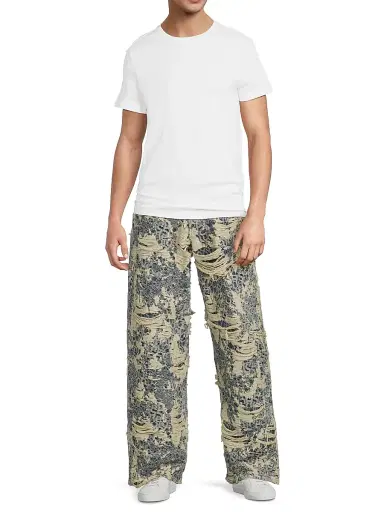 Acne Studios Men's 1981 Distressed Monogram Jeans - Mid Blue | Thumbnail 2 Acne Studios Men's 1981 Distressed Monogram Jeans - Mid Blue | Thumbnail 2