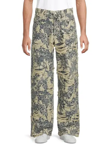 Acne Studios Men's 1981 Distressed Monogram Jeans - Mid Blue | Thumbnail 3 Acne Studios Men's 1981 Distressed Monogram Jeans - Mid Blue | Thumbnail 3