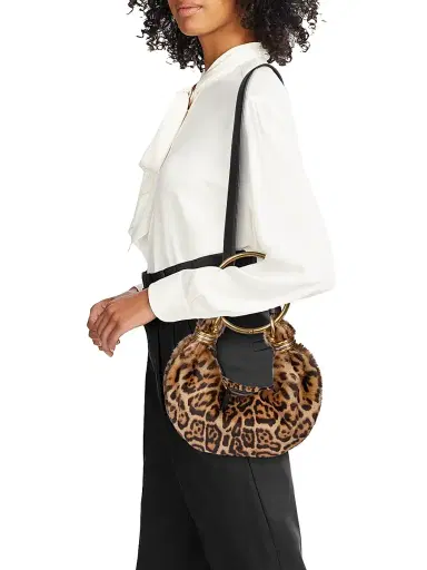 Chloé Women's Bracelet Leopard-Print Shearling Bag - Jungle Brown | Thumbnail 2 Chloé Women's Bracelet Leopard-Print Shearling Bag - Jungle Brown | Thumbnail 2