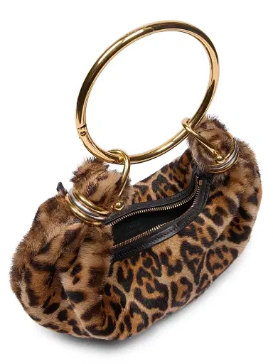 Chloé Women's Bracelet Leopard-Print Shearling Bag - Jungle Brown | Thumbnail 4 Chloé Women's Bracelet Leopard-Print Shearling Bag - Jungle Brown | Thumbnail 4