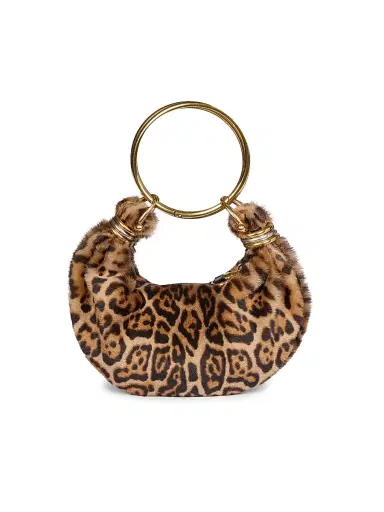 Chloé Women's Bracelet Leopard-Print Shearling Bag - Jungle Brown | Thumbnail 1 Chloé Women's Bracelet Leopard-Print Shearling Bag - Jungle Brown | Thumbnail 1