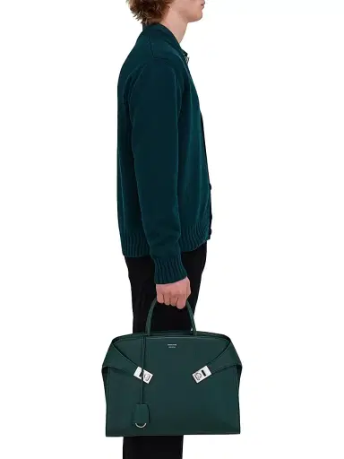 Ferragamo Men's Hug Hammered Leather Tote | Thumbnail 2 Ferragamo Men's Hug Hammered Leather Tote | Thumbnail 2