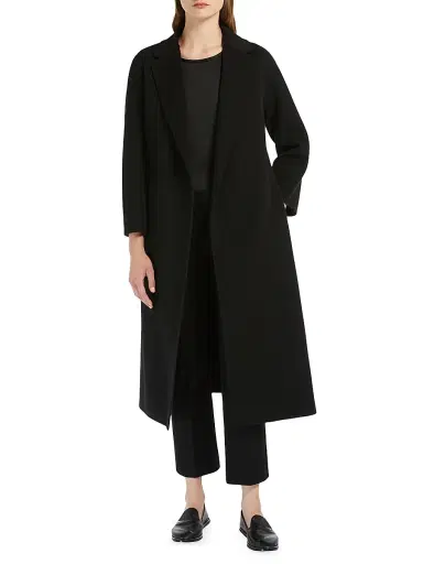 Max Mara Women's Wool Broadcloth Midi Coat - Black | Thumbnail 4 Max Mara Women's Wool Broadcloth Midi Coat - Black | Thumbnail 4