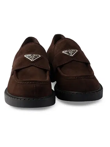 Prada Men's Chocolate Suede Loafers - Brown | Thumbnail 2 Prada Men's Chocolate Suede Loafers - Brown | Thumbnail 2
