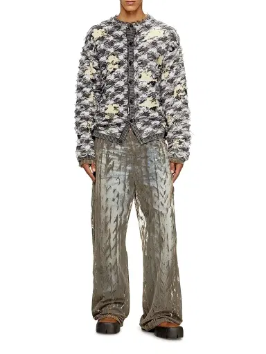 Diesel Men's Valbor Distressed Houndstooth Cardigan | Thumbnail 2 Diesel Men's Valbor Distressed Houndstooth Cardigan | Thumbnail 2