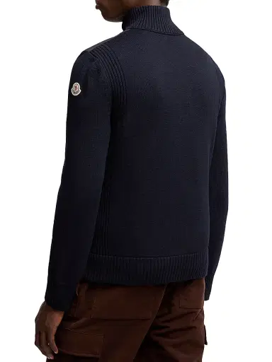 Moncler Men's Down-Filled Cardigan in Wool - Navy Blue | Thumbnail 3 Moncler Men's Down-Filled Cardigan in Wool - Navy Blue | Thumbnail 3