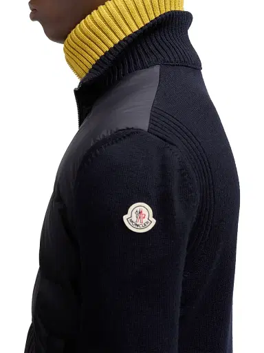 Moncler Men's Down-Filled Cardigan in Wool - Navy Blue | Thumbnail 4 Moncler Men's Down-Filled Cardigan in Wool - Navy Blue | Thumbnail 4