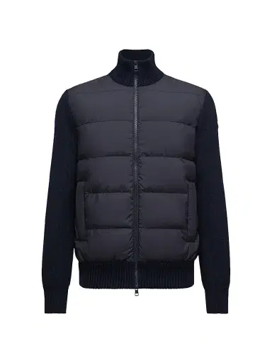Moncler Men's Down-Filled Cardigan in Wool - Navy Blue | Thumbnail 1 Moncler Men's Down-Filled Cardigan in Wool - Navy Blue | Thumbnail 1
