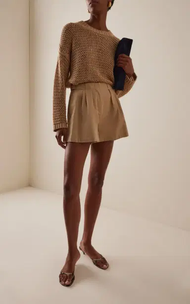 Ulla Johnson Kira Pleated Cotton Mini Shorts | Thumbnail 2 Ulla Johnson Kira Pleated Cotton Mini Shorts | Thumbnail 2