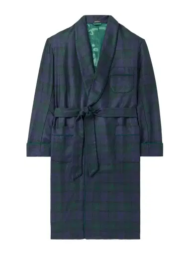 Rubinacci Belted Striped Wool and Cashmere-Blend Robe - Men | Thumbnail 1 Rubinacci Belted Striped Wool and Cashmere-Blend Robe - Men | Thumbnail 1