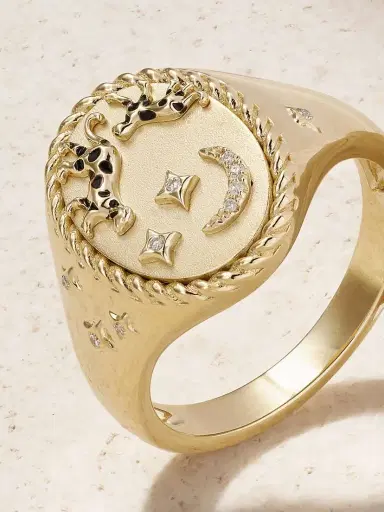 Yvonne Léon Chevalière Ovale La Savane 9-karat Gold, Diamond And Enamel Ring | Thumbnail 4 Yvonne Léon Chevalière Ovale La Savane 9-karat Gold, Diamond And Enamel Ring | Thumbnail 4
