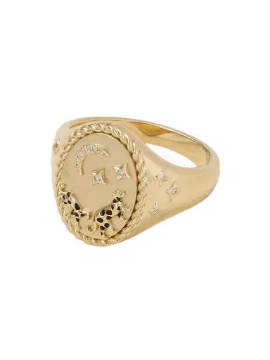 Yvonne Léon Chevalière Ovale La Savane 9-karat Gold, Diamond And Enamel Ring | Thumbnail 1 Yvonne Léon Chevalière Ovale La Savane 9-karat Gold, Diamond And Enamel Ring | Thumbnail 1