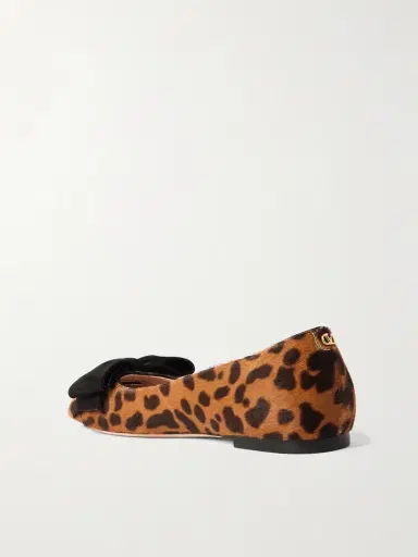 Valentino Garavani Bowow Suede-trimmed Leopard-print Calf Hair Ballet Flats | Thumbnail 3 Valentino Garavani Bowow Suede-trimmed Leopard-print Calf Hair Ballet Flats | Thumbnail 3