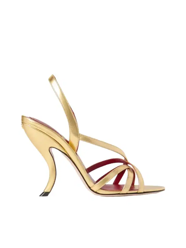 Valentino Garavani Fetishique 105 Metallic Leather Slingback Sandals