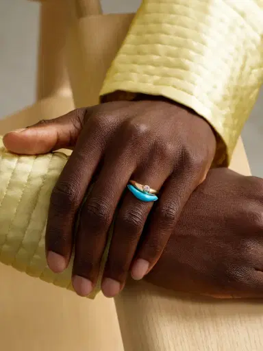 L’Atelier Nawbar Boa Stackable Set Of Two 18-karat Gold, Diamond And Turquoise Rings | Thumbnail 2 L’Atelier Nawbar Boa Stackable Set Of Two 18-karat Gold, Diamond And Turquoise Rings | Thumbnail 2