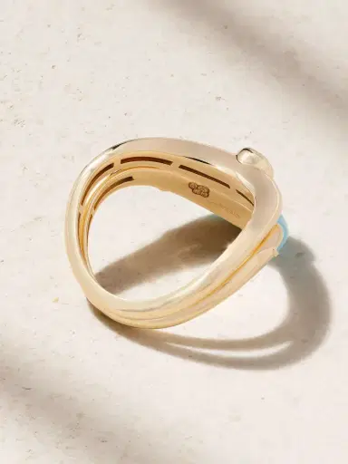 L’Atelier Nawbar Boa Stackable Set Of Two 18-karat Gold, Diamond And Turquoise Rings | Thumbnail 3 L’Atelier Nawbar Boa Stackable Set Of Two 18-karat Gold, Diamond And Turquoise Rings | Thumbnail 3