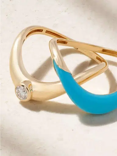 L’Atelier Nawbar Boa Stackable Set Of Two 18-karat Gold, Diamond And Turquoise Rings | Thumbnail 4 L’Atelier Nawbar Boa Stackable Set Of Two 18-karat Gold, Diamond And Turquoise Rings | Thumbnail 4