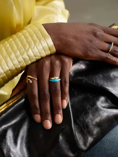 L’Atelier Nawbar Boa Stackable Set Of Two 18-karat Gold, Diamond And Turquoise Rings | Thumbnail 5 L’Atelier Nawbar Boa Stackable Set Of Two 18-karat Gold, Diamond And Turquoise Rings | Thumbnail 5