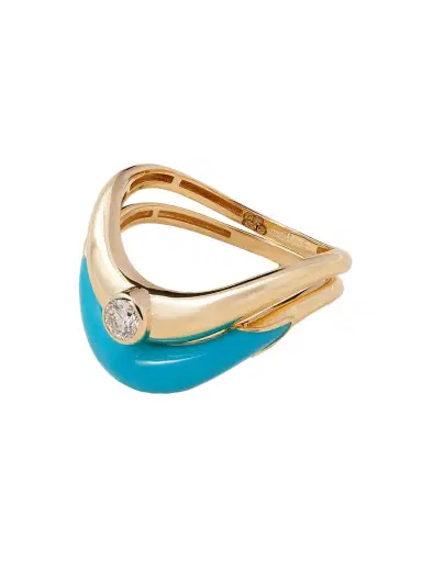 L’Atelier Nawbar Boa Stackable Set Of Two 18-karat Gold, Diamond And Turquoise Rings | Thumbnail 1 L’Atelier Nawbar Boa Stackable Set Of Two 18-karat Gold, Diamond And Turquoise Rings | Thumbnail 1