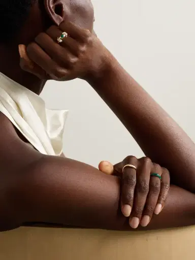 L’Atelier Nawbar Boa Stackable Set Of Two 18-karat Gold Malachite Rings | Thumbnail 5 L’Atelier Nawbar Boa Stackable Set Of Two 18-karat Gold Malachite Rings | Thumbnail 5