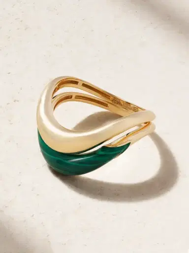 L’Atelier Nawbar Boa Stackable Set Of Two 18-karat Gold Malachite Rings | Thumbnail 1 L’Atelier Nawbar Boa Stackable Set Of Two 18-karat Gold Malachite Rings | Thumbnail 1