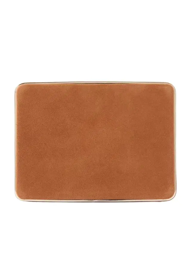 Square Compact Leather-trimmed Suede Clutch Square Compact Leather-trimmed Suede Clutch