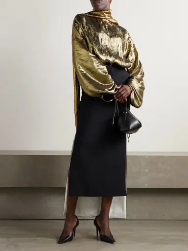 Lanvin Scarf-detailed Gathered Lamé Blouse | Thumbnail 2 Lanvin Scarf-detailed Gathered Lamé Blouse | Thumbnail 2