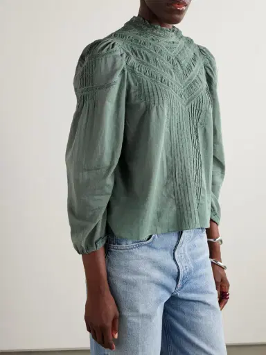 DÔEN Adelphine Crochet-trimmed Pintucked Organic Cotton-voile Blouse | Thumbnail 3 DÔEN Adelphine Crochet-trimmed Pintucked Organic Cotton-voile Blouse | Thumbnail 3