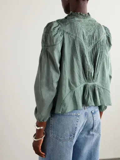 DÔEN Adelphine Crochet-trimmed Pintucked Organic Cotton-voile Blouse | Thumbnail 4 DÔEN Adelphine Crochet-trimmed Pintucked Organic Cotton-voile Blouse | Thumbnail 4