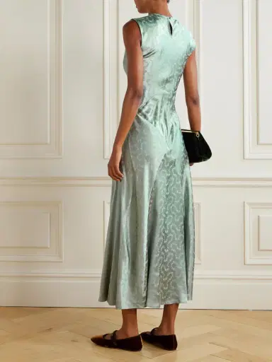 DÔEN Ginette Paneled Floral-jacquard Satin Midi Dress | Thumbnail 3 DÔEN Ginette Paneled Floral-jacquard Satin Midi Dress | Thumbnail 3