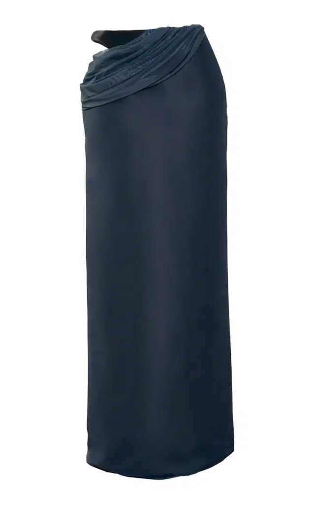 Unfold Draped Silk-Blend Maxi Skirt Unfold Draped Silk-Blend Maxi Skirt