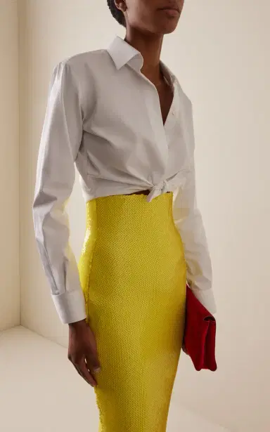 Sergio Hudson Cropped Tie-Front Cotton Shirt | Thumbnail 2 Sergio Hudson Cropped Tie-Front Cotton Shirt | Thumbnail 2