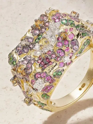Yvonne Léon Chevalière Jolie Fleur 9-karat Gold Multi-stone Ring | Thumbnail 4 Yvonne Léon Chevalière Jolie Fleur 9-karat Gold Multi-stone Ring | Thumbnail 4