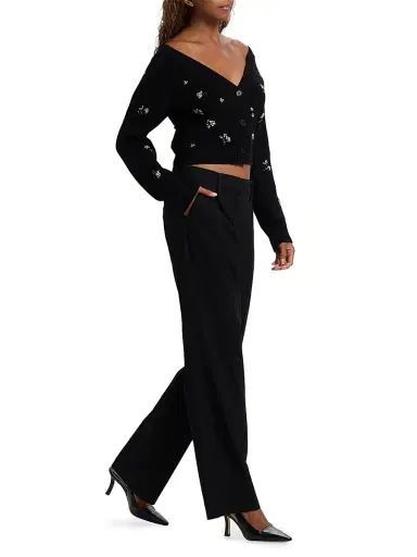 SIMKHAI Women's Novah Crystal-Embellished Cardigan - Black | Thumbnail 2 SIMKHAI Women's Novah Crystal-Embellished Cardigan - Black | Thumbnail 2
