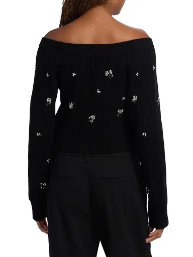 SIMKHAI Women's Novah Crystal-Embellished Cardigan - Black | Thumbnail 5 SIMKHAI Women's Novah Crystal-Embellished Cardigan - Black | Thumbnail 5