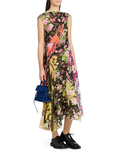 Moschino Women's Mixed Floral Silk Georgette Midi-Dress - Multi Only One Color | Thumbnail 2 Moschino Women's Mixed Floral Silk Georgette Midi-Dress - Multi Only One Color | Thumbnail 2