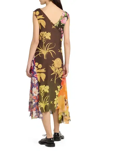 Moschino Women's Mixed Floral Silk Georgette Midi-Dress - Multi Only One Color | Thumbnail 5 Moschino Women's Mixed Floral Silk Georgette Midi-Dress - Multi Only One Color | Thumbnail 5