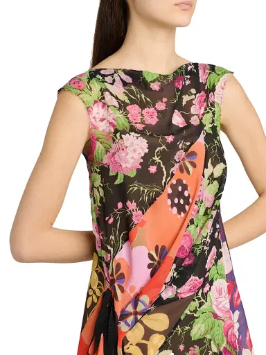 Moschino Women's Mixed Floral Silk Georgette Midi-Dress - Multi Only One Color | Thumbnail 6 Moschino Women's Mixed Floral Silk Georgette Midi-Dress - Multi Only One Color | Thumbnail 6