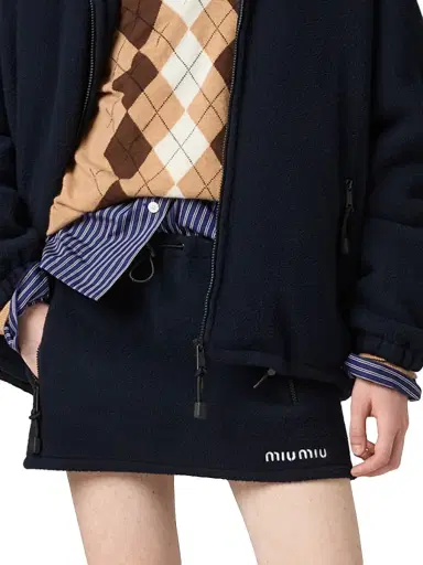 Miu Miu Women's Fleece Miniskirt - Blue | Thumbnail 2 Miu Miu Women's Fleece Miniskirt - Blue | Thumbnail 2