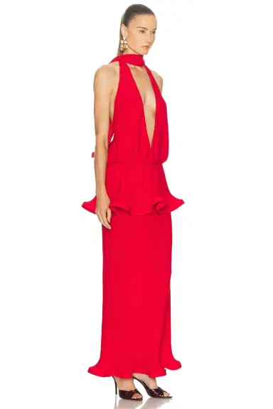 Rowen Rose Plunge Neck Long Dress | Thumbnail 2 Rowen Rose Plunge Neck Long Dress | Thumbnail 2