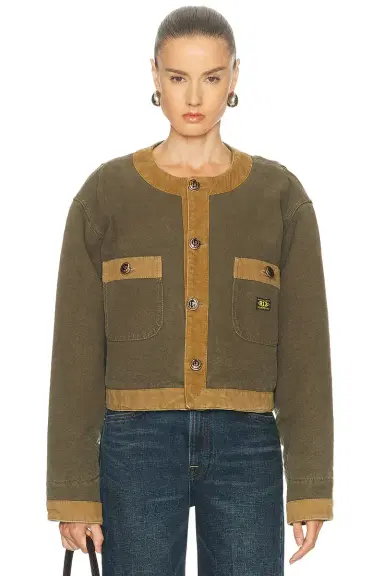 R13 Cord Trimmed Cropped Chore Jacket | Thumbnail 1 R13 Cord Trimmed Cropped Chore Jacket | Thumbnail 1