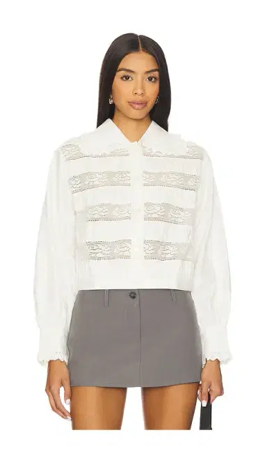 Yuhan Wang Lace Trimmed Blouse | Thumbnail 1 Yuhan Wang Lace Trimmed Blouse | Thumbnail 1