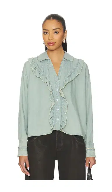 Free People x We The Free Tattered And Ruffled Top In Vintage Tint Wash | Thumbnail 1 Free People x We The Free Tattered And Ruffled Top In Vintage Tint Wash | Thumbnail 1